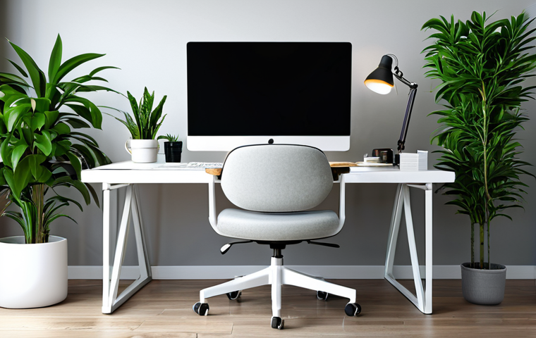 **
A modern office space designed for comfort, featuring an ergonomic chair, adjustable lighting, and a clean, organized desk. Add some green plants and soft, neutral colors to enhance the calming atmosphere. Safe for work, appropriate content, fully clothed, professional, perfect anatomy, natural proportions.
**