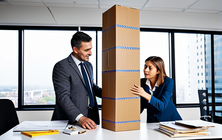 **
"A diverse team of professionals participating in a problem-solving activity, building a tower with cardboard and tape, fully clothed, appropriate attire, modern office setting, safe for work, perfect anatomy, natural proportions, professional corporate photography, high quality, family-friendly"
**
